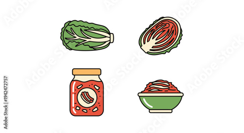 Baechu Kimchi Line art vector creative abstract theme