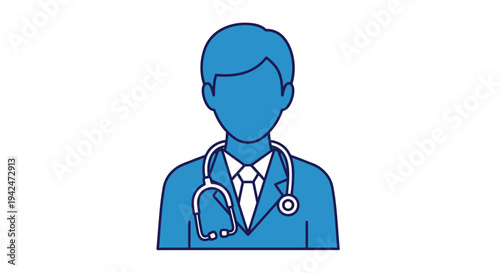 Medical doctor avatar icon with stethoscope in flat design
