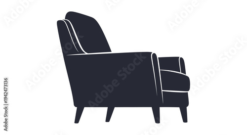 Minimalist black armchair icon for home and office design