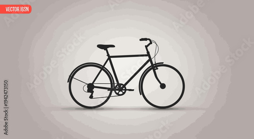 Minimalist black bicycle silhouette on light grey background