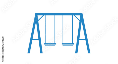Minimalist blue icon of a playground swing set