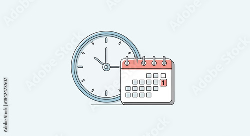 Minimalist clock and calendar icon for scheduling appointments