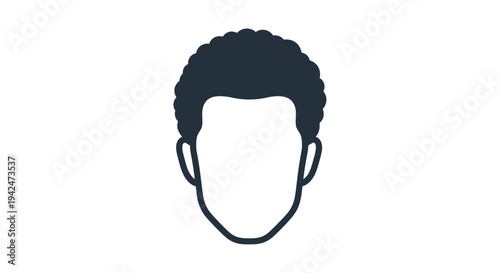 Minimalist curly haired male head user profile avatar icon