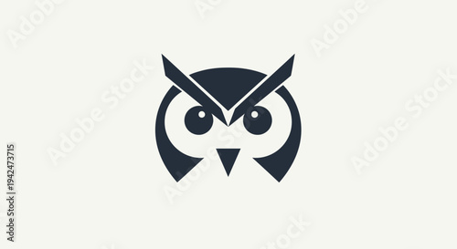 Minimalist geometric owl head logo on white background