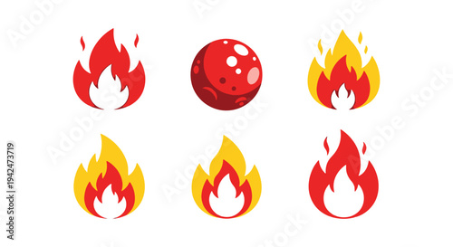 Fireball Line art vector set dynamic vibrant abstract color
