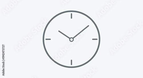 Minimalist gray line art clock icon for time management