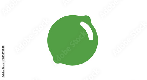 Minimalist green lime fruit icon on white background