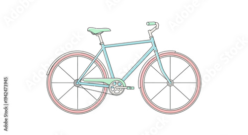 Minimalist line art bicycle with soft pastel colors