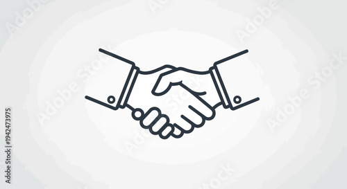 Minimalist line art icon of business handshake