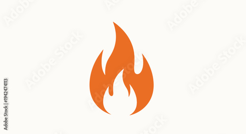 Minimalist orange flame icon on white background with borders