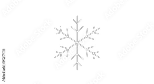 Minimalist outline snowflake icon on white background