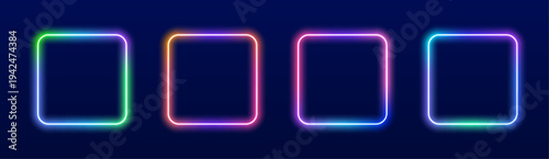 Smooth luminous square ring with bright gradient glow and subtle highlights, perfect for modern banners and creative digital projects. vector