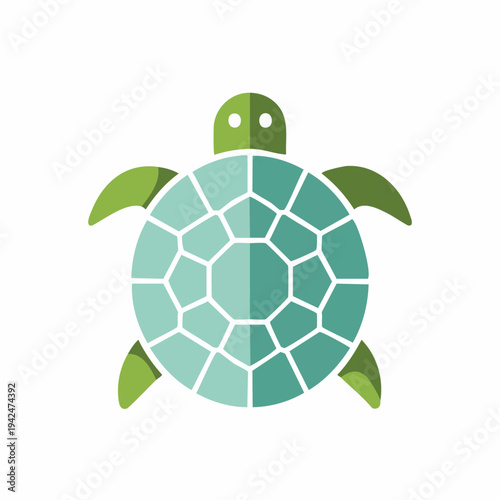 Minimalist sea turtle illustration with segmented shell