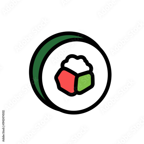 Minimalist sushi maki roll icon flat design