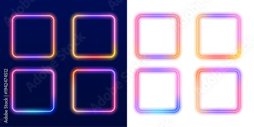Bright gradient glowing square with smooth illumination and luminous halo, ideal for abstract digital backgrounds and modern UI layouts. vector
