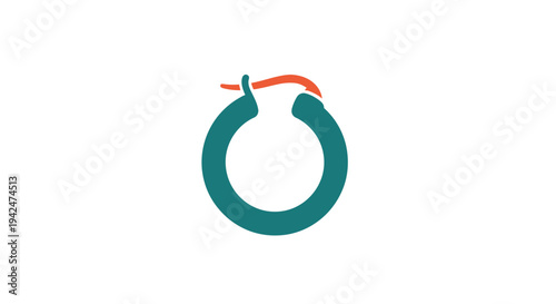 Minimalist teal and orange stylized hoop earring graphic