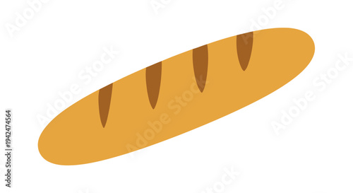 Minimalist vector illustration of a long golden bread loaf