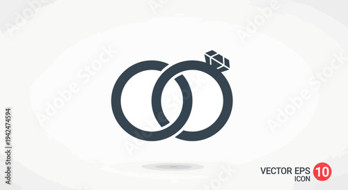 Minimalist wedding and engagement rings icon symbol
