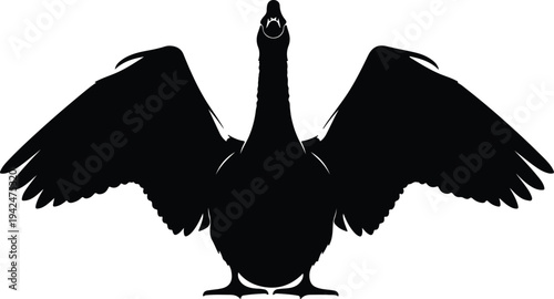 Silhouette of a Goose or Duck with Spread Wings vector design