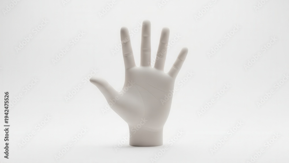 Obraz premium Close up of white hand model with palm facing forward on white background