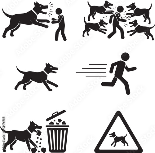 Dog behavior aggressive running trash and warning sign aggressive dog barking dog running dog person running