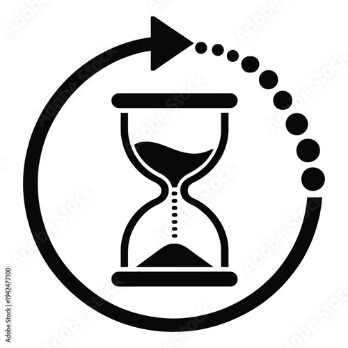 Hourglass, vector icon representing time management, countdown, and duration, clean modern flat design for productivity tools, apps, websites, and user interface design project