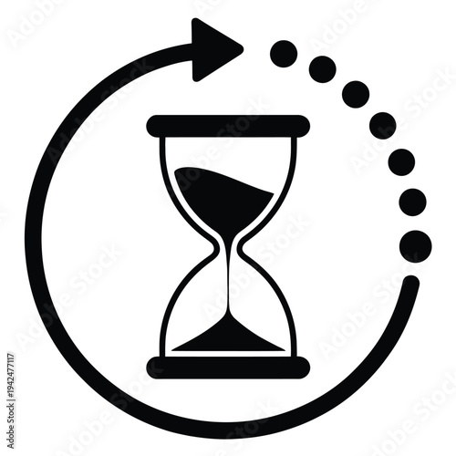 Hourglass, icon featuring classic sand timer symbol, time and duration concept, countdown and deadline indicator, modern flat vector