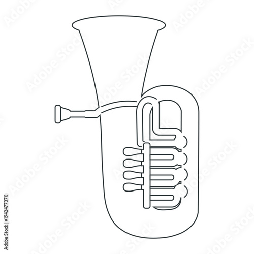 ミニマルなロータリー式チューバ線画イラスト