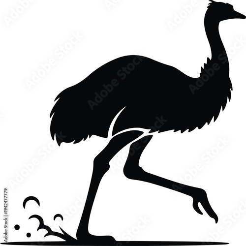 Silhouette ostrich running vector design