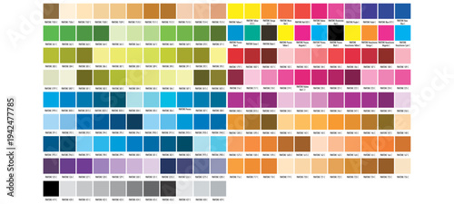 Pantone Color Palette Chart with Multiple Shades and Swatches Guide
