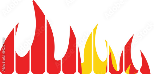 Stylized Red and Yellow Flames Illustration.
