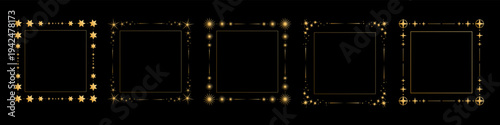 Star square frame collection. Golden stars decorative border