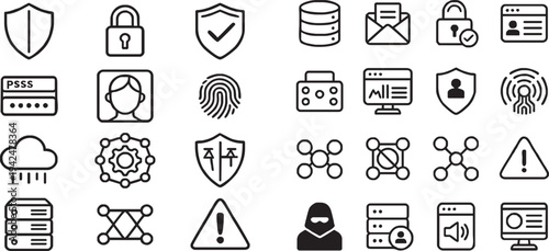 Cybersecurity Line Icons Set ...