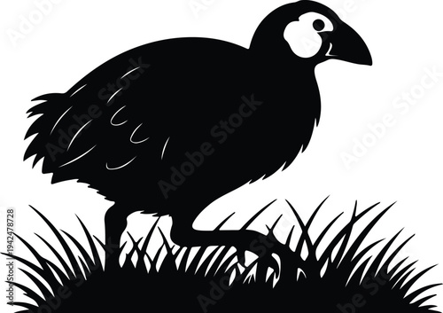 Silhouette Pheasant Bird Standing in Grass vector design