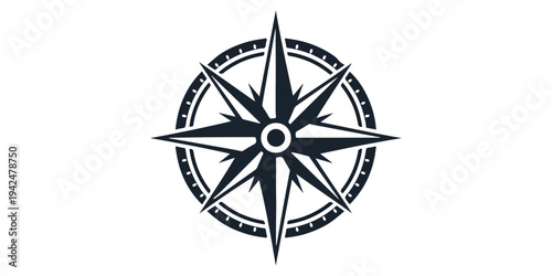 An old nautical windrose vector illustration featuring a compass rose star icon with north, south, east, and west directions isolated on a white background for travel and sea adventure design