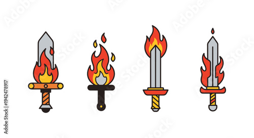 Fire Sword Line art vector soft artistic abstract illustration