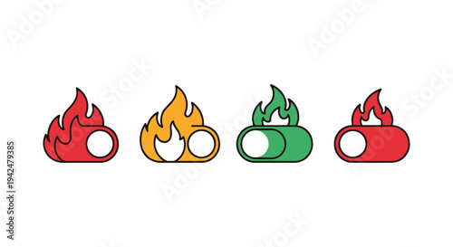 Fire Toggle Line art vector creative contemporary abstract illustration