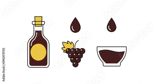 Balsamic Vinegar Line art simple artistic abstract color illustration