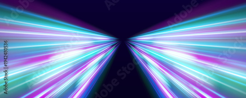 Radiant blue-pink speed line with glowing edges and subtle flowing streaks, ideal for abstract digital compositions and banners. vector