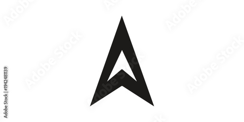 Vector illustration of an abstract 3d triangle icon featuring a yellow and black arrow sign as a symbol for high voltage electricity safety and road traffic danger warning