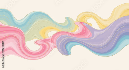 Pastel Abstract Swirls with Golden Lines on a Light Background - A Beautifully Rendered Artistic Design