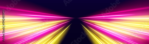 Smooth pink-orange speed streak with luminous edges and radiant light effects, suitable for banners and futuristic graphics. vector