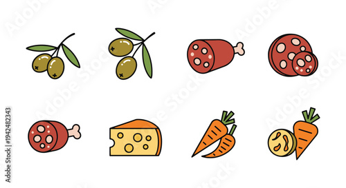 Antipasto Plate Line art dynamic abstract creative vector