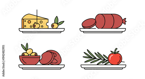 Antipasto Platter Line art clean contemporary abstract illustration