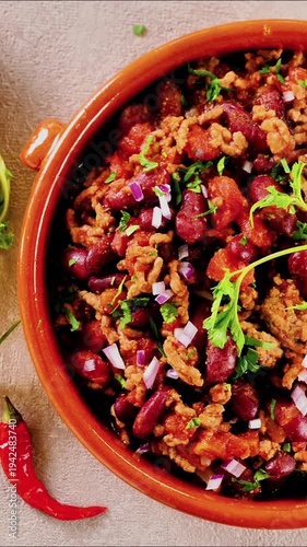 chili con carne, top view