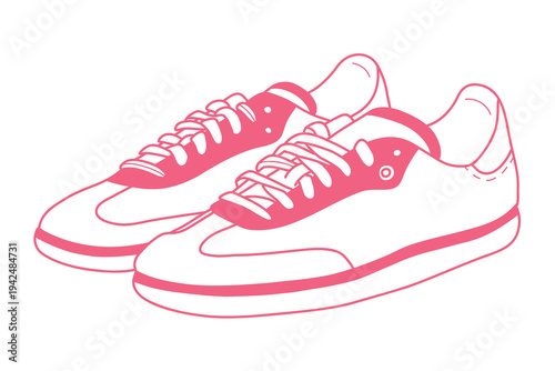 Modern sneakers vector outline. Casual footwear illustration with clean line art isolated on white.