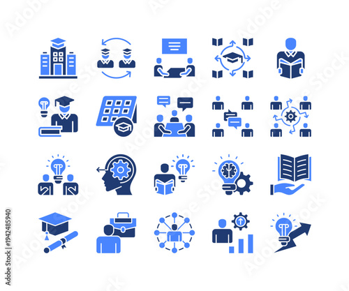 Campus Activities Icon Collection,  featuring Campus Life, Classroom Activity, Faculty Meeting, Team Collaboration, Educational Development, Internship Program, Innovation Lab.