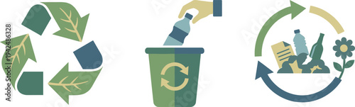 A set of recycling and waste management icons