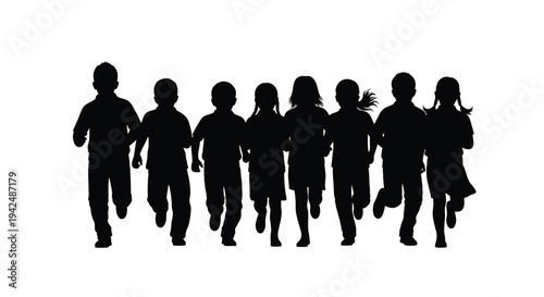 Children running group vector