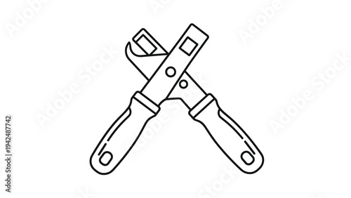 Simple line art drawing of cross-shaped pliers, a common hand tool, symbolizing repair, construction, and mechanical work.